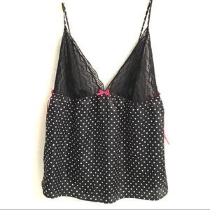 Apt. 9 polkadot & lace chemise teddy top XXL‎